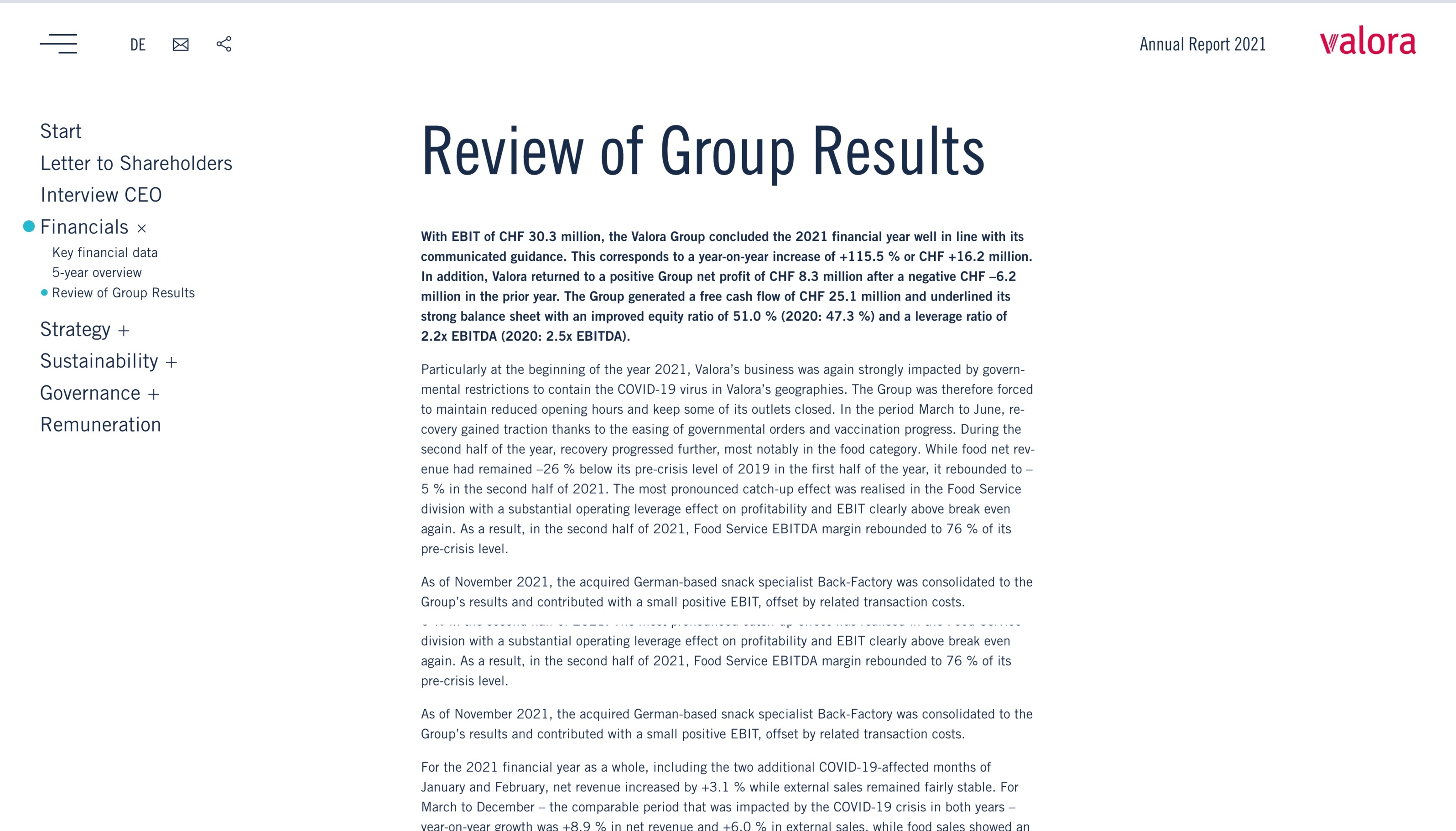 Review of Group Results - Annual Report 2021 Review of Group Results - Annual Report 2021